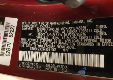 2007 Toyota Sienna Le from USA, damaged, VIN 5TDZK23C97S031967